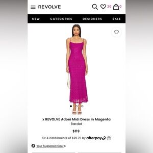 Bardot Adoni Mesh Magenta Midi Dress